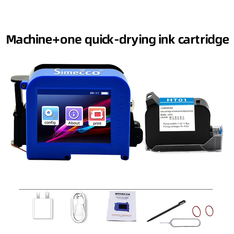 Mini Portable Label Printer Production Date Batch Number Shelf Life Inkjet Printing QR Code Pattern Coder Solvent Fast Drying