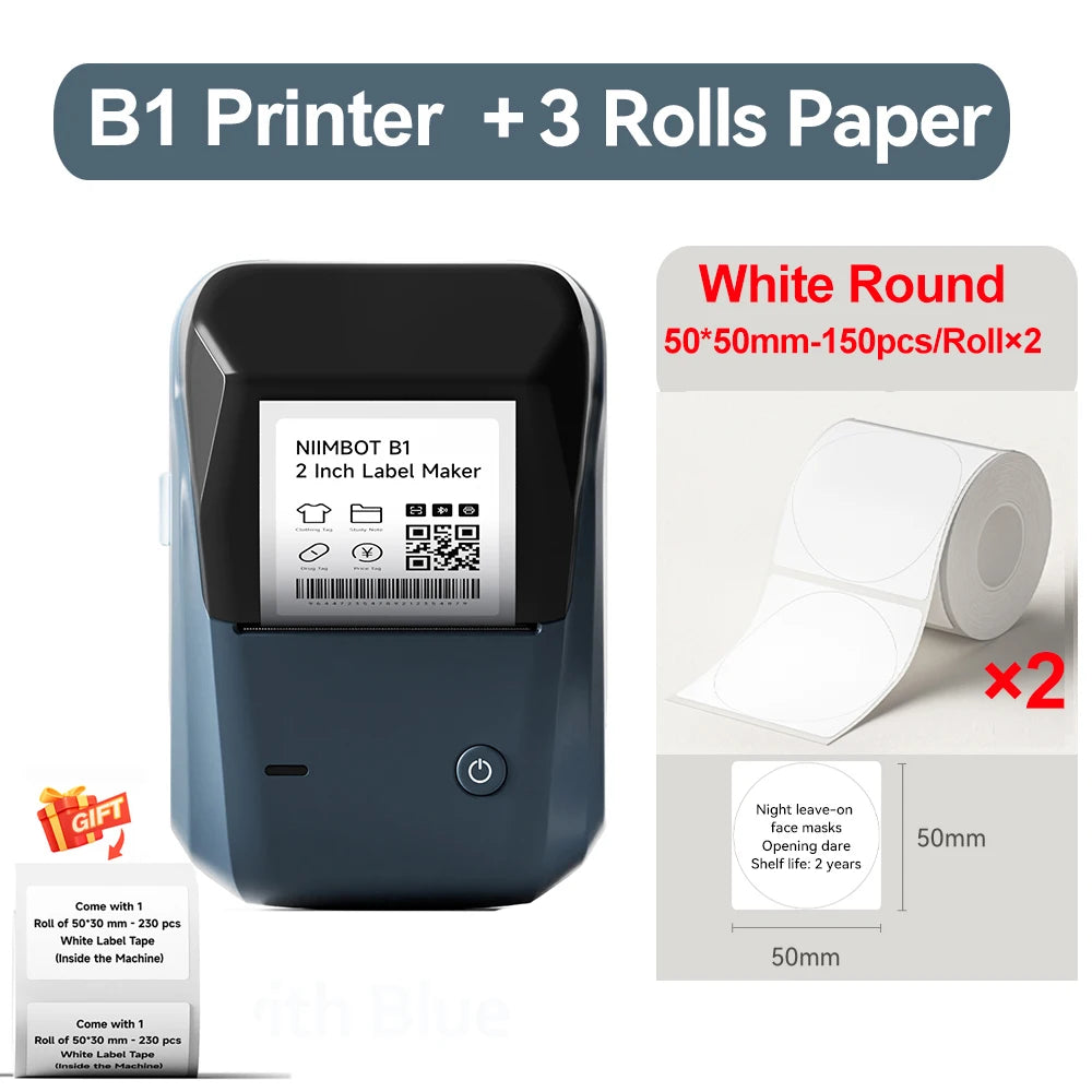 Niimbot B1 Thermal Label Printer Wireless Self-adhesive Pocket Bluetooth Inkless Label Maker for Business Price-Tag Sticker