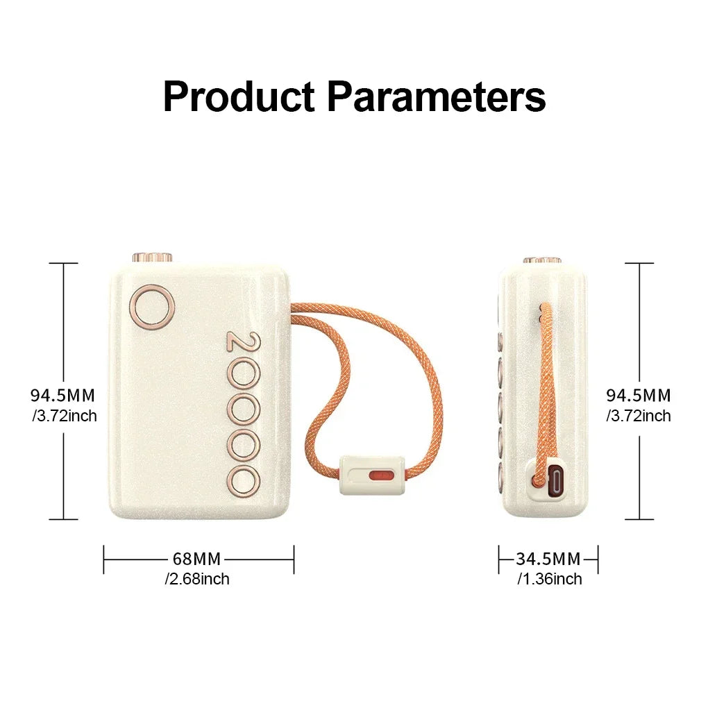 20000mAh Power Bank 66W Super Fast Charging Built in Cable Portable Hanging Small Mobile Powerbank CCC Certified China Standard