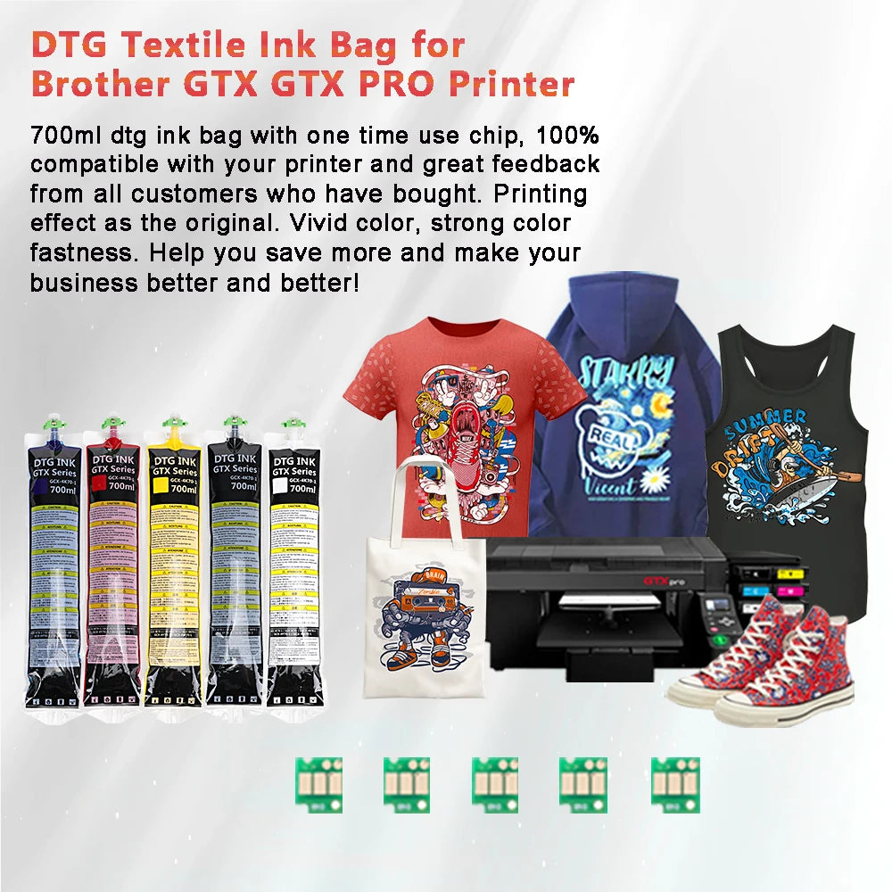 Winnerjet GTX ink bag 700ml High quality DTG Textile ink For Brother GTX-422 GTX-423 GTX-425 GTX-600 GTX PRO GTX Brother printer
