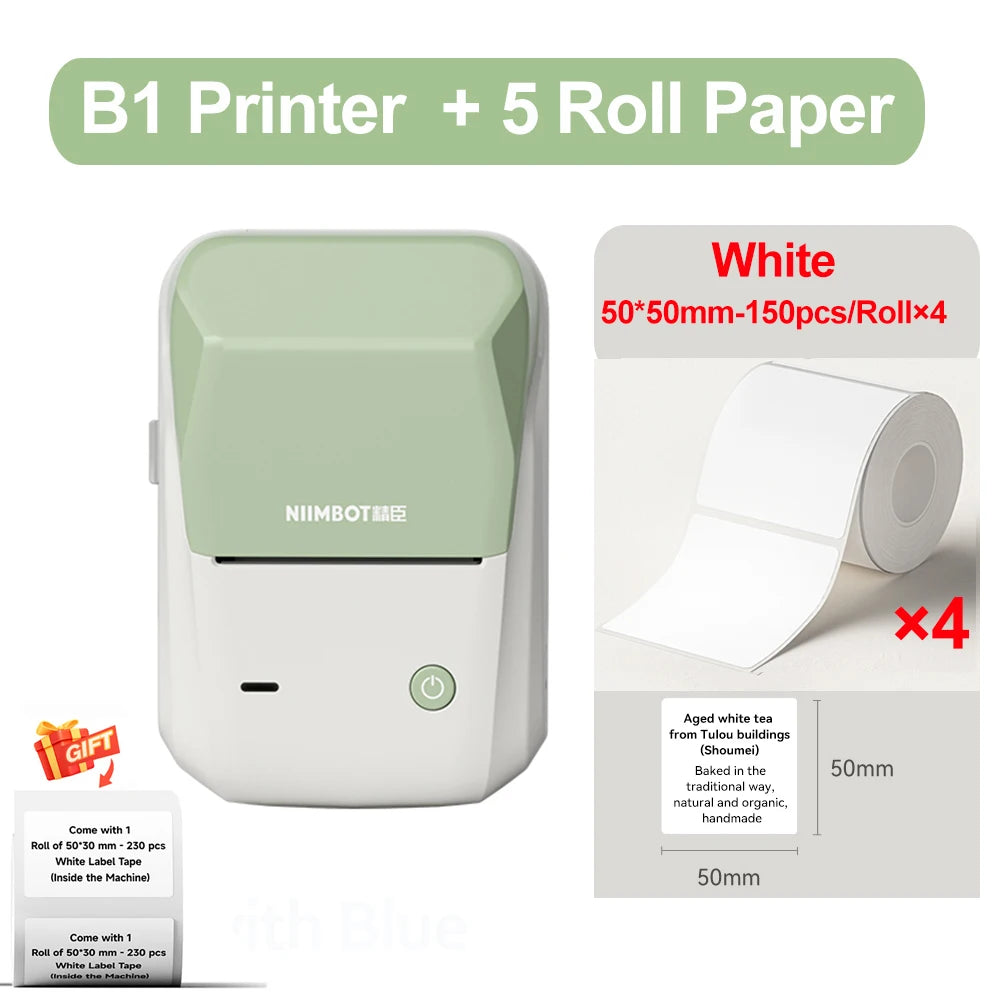 Niimbot B1 Thermal Label Printer Wireless Self-adhesive Pocket Bluetooth Inkless Label Maker for Business Price-Tag Sticker
