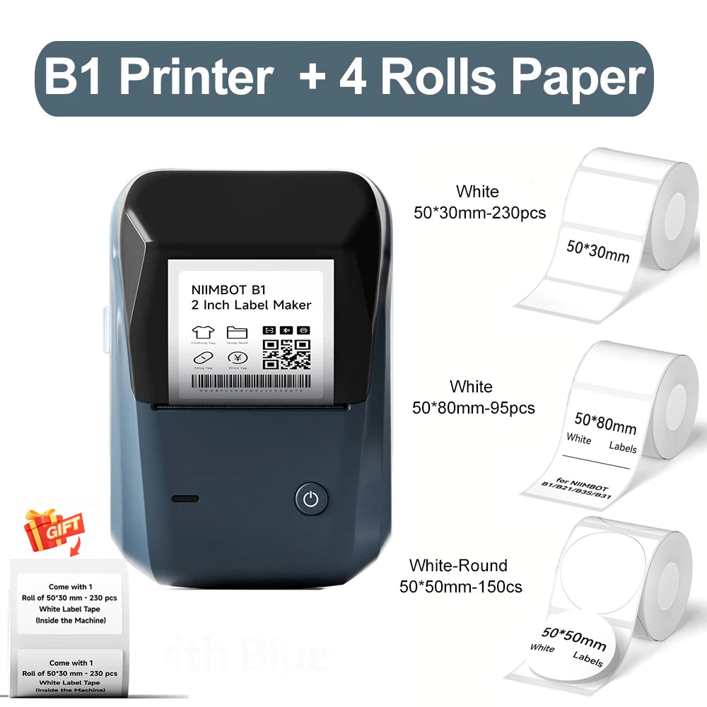 Niimbot B1 Thermal Label Printer Wireless Self-adhesive Pocket Bluetooth Inkless Label Maker for Business Price-Tag Sticker