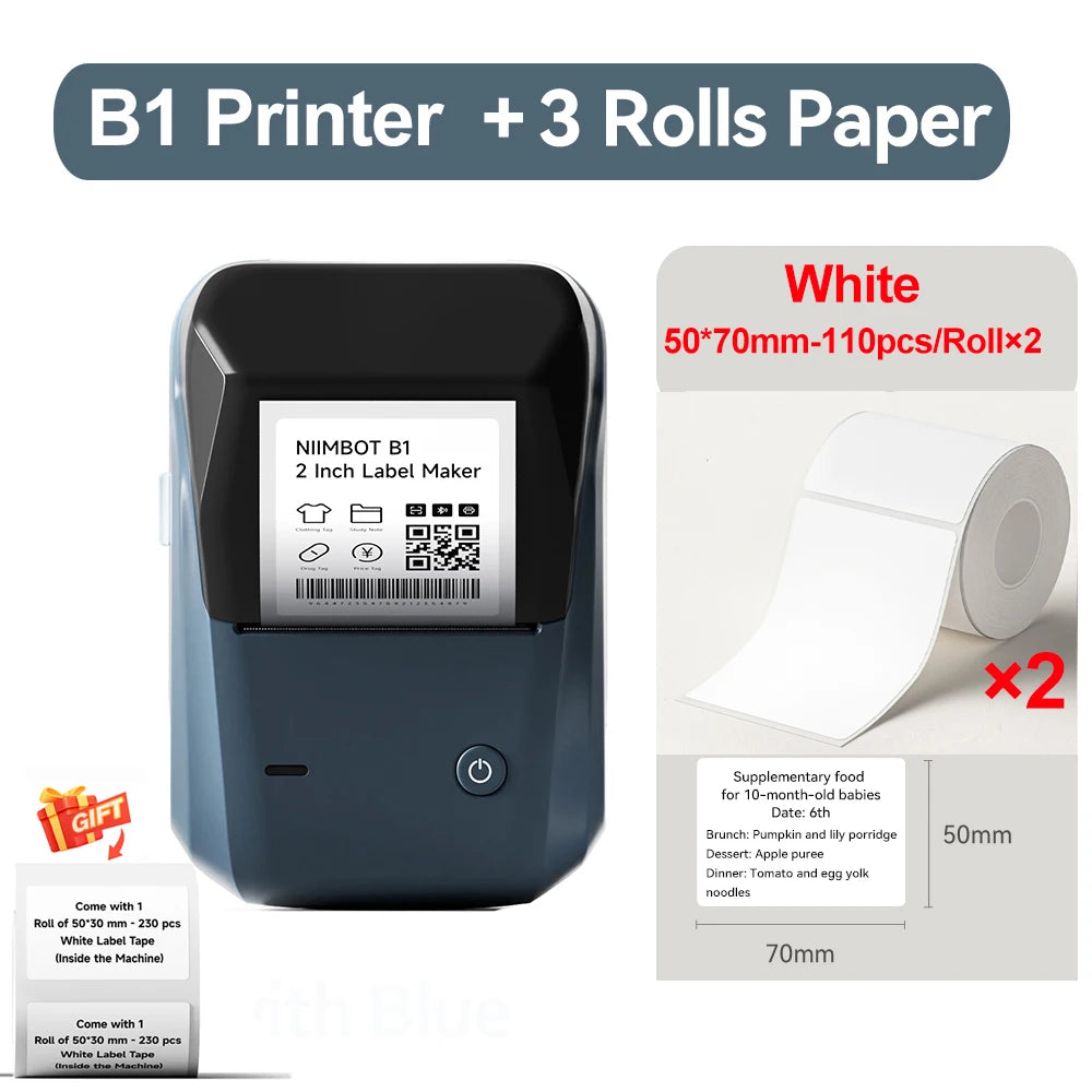 Niimbot B1 Thermal Label Printer Wireless Self-adhesive Pocket Bluetooth Inkless Label Maker for Business Price-Tag Sticker