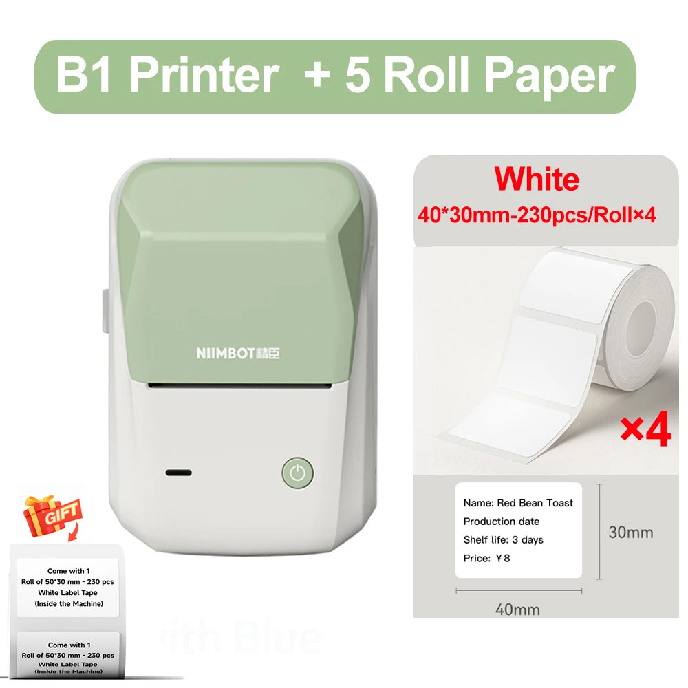 Niimbot B1 Thermal Label Printer Wireless Self-adhesive Pocket Bluetooth Inkless Label Maker for Business Price-Tag Sticker