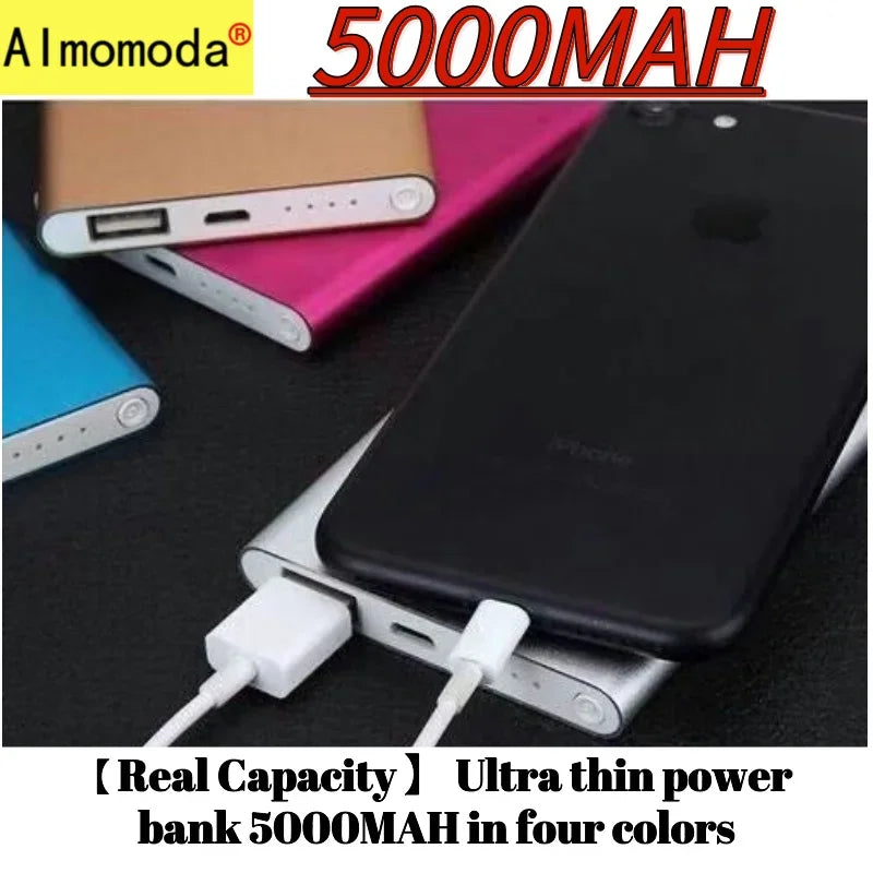 4 colors [real capacity] Ultra thin power bank 5000mAh universal charger for mobile phones, convenient to carry, popular mobile