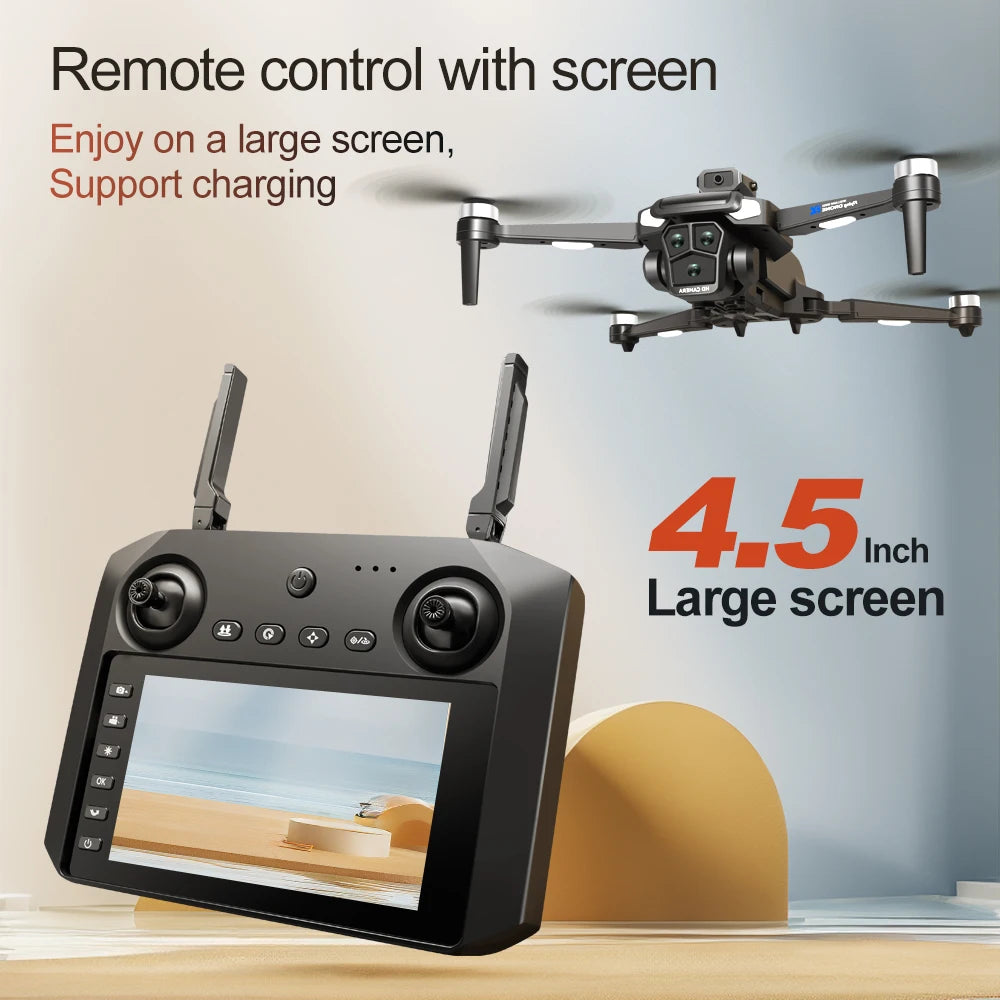 Drone 4K HD Brushless Motor Avoidance Drones with 4.5" Screen On Control Dual Cameras Quadcopter Gifts For Children and Adults