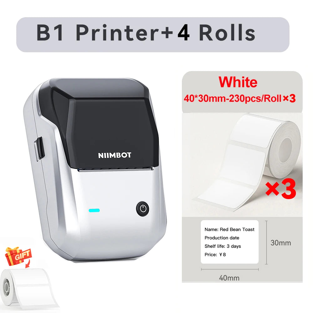 Niimbot B1 Thermal Label Printer Wireless Self-adhesive Pocket Bluetooth Inkless Label Maker for Business Price-Tag Sticker