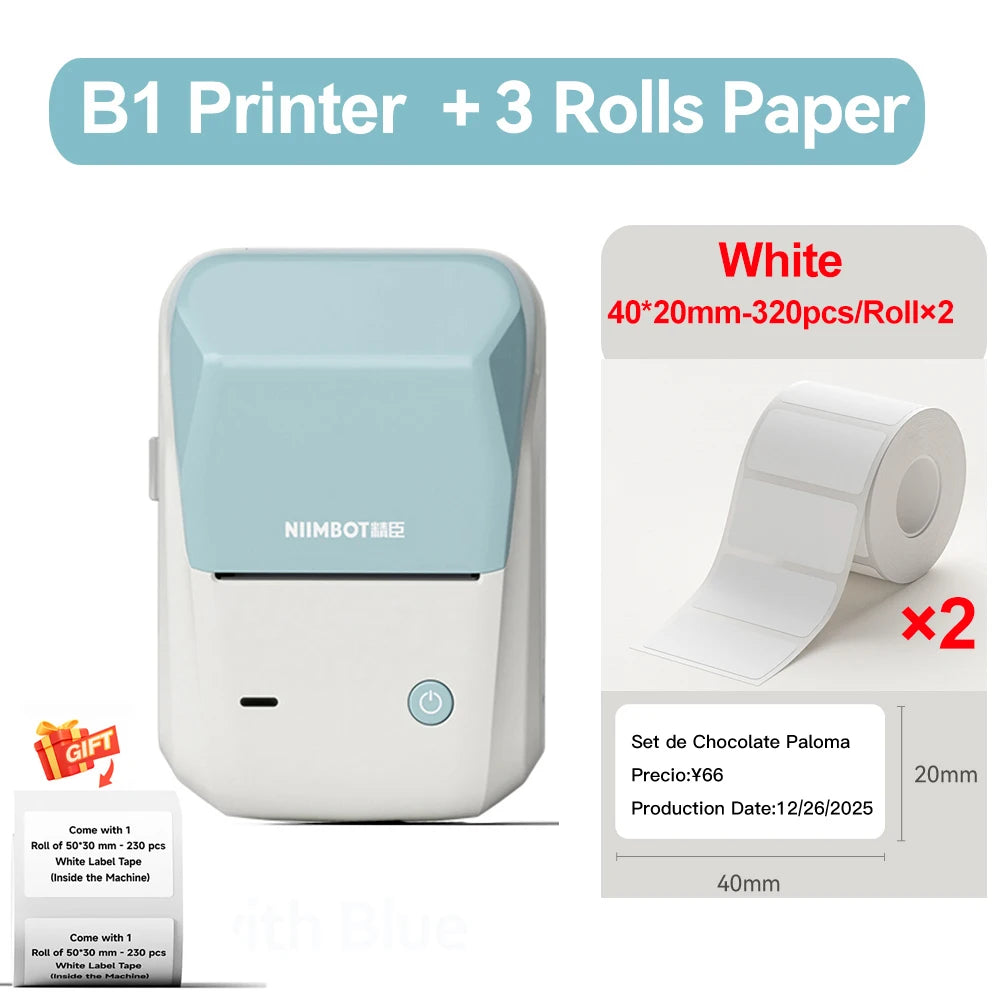 Niimbot B1 Thermal Label Printer Wireless Self-adhesive Pocket Bluetooth Inkless Label Maker for Business Price-Tag Sticker