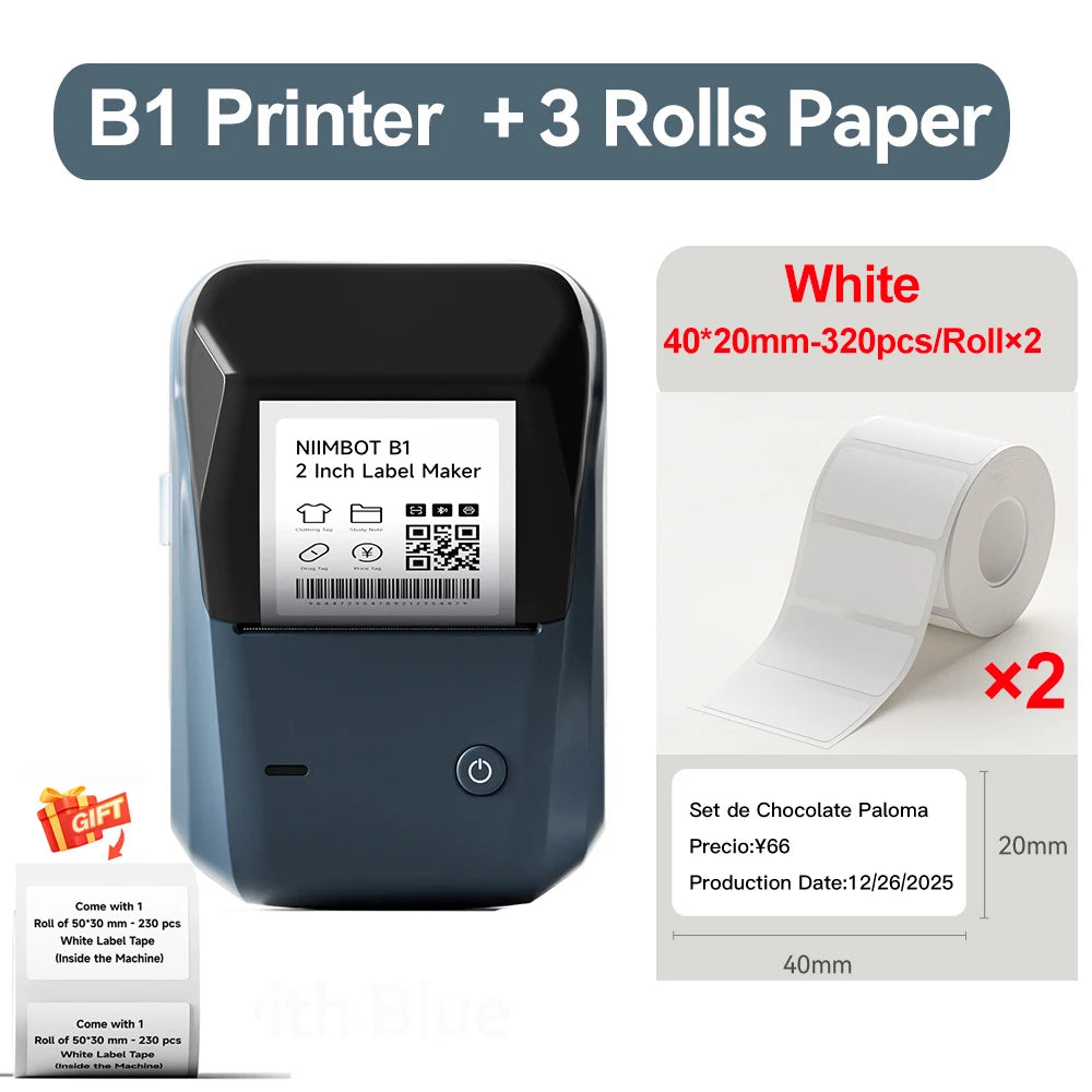Niimbot B1 Thermal Label Printer Wireless Self-adhesive Pocket Bluetooth Inkless Label Maker for Business Price-Tag Sticker
