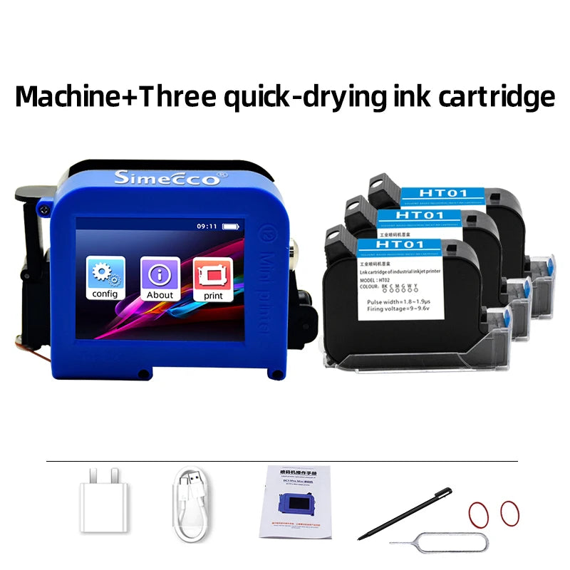 Mini Portable Label Printer Production Date Batch Number Shelf Life Inkjet Printing QR Code Pattern Coder Solvent Fast Drying