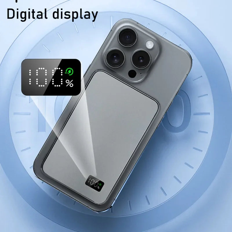 Wireless Magnetic Power Bank 10000mAh External Battery Mini PowerBank with Digital for Magsafe IPhone 15 14 13 12 11 Poverbank