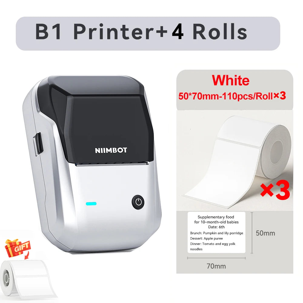 Niimbot B1 Thermal Label Printer Wireless Self-adhesive Pocket Bluetooth Inkless Label Maker for Business Price-Tag Sticker