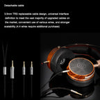 Kun-005 Wooden Bowl Wooden Earphones 50mm Unit Open Headphones Huali Wood  Dual Dynamic Drive Unit Hifi  Monitor Wired headset