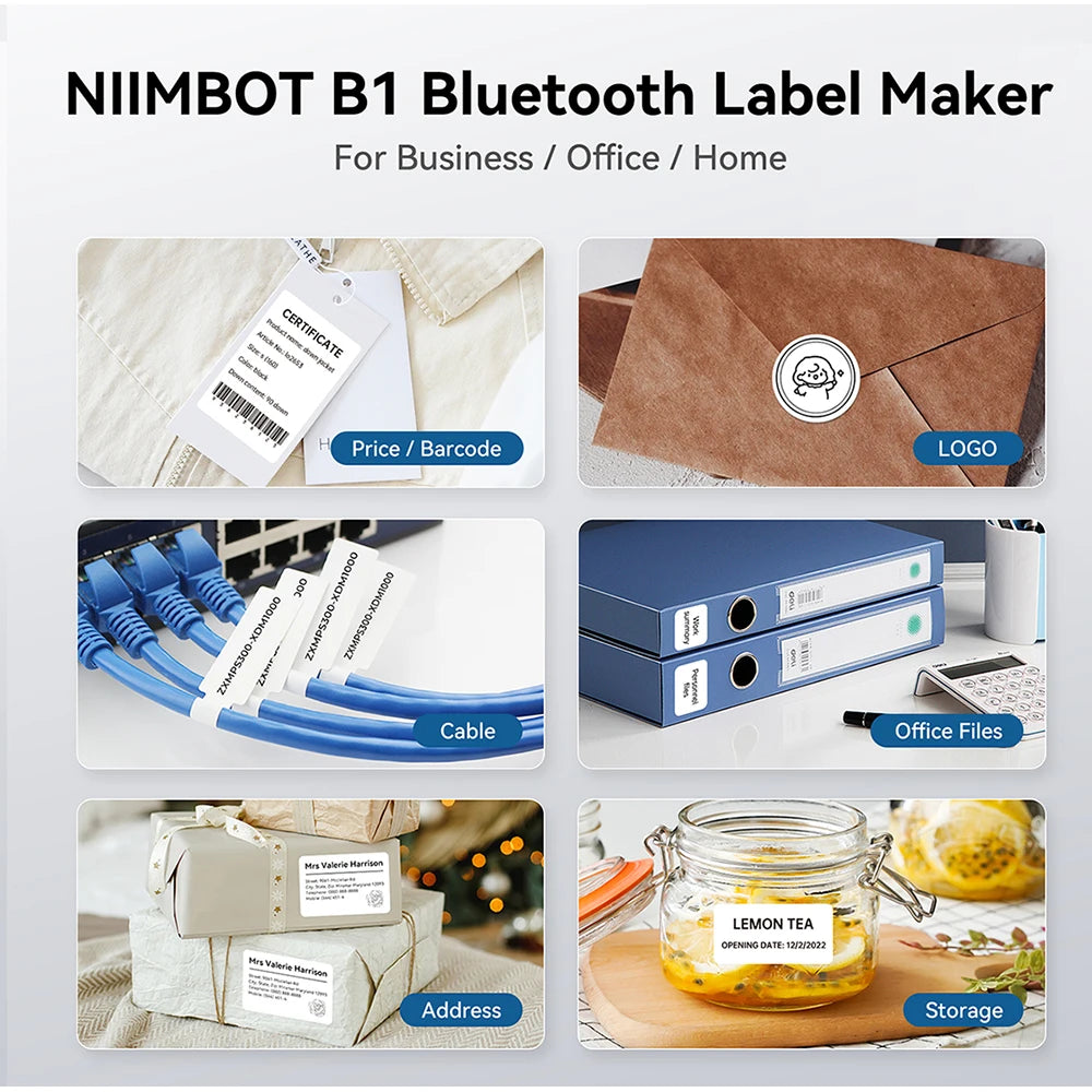 Niimbot B1 Thermal Label Printer Wireless Self-adhesive Pocket Bluetooth Inkless Label Maker for Business Price-Tag Sticker