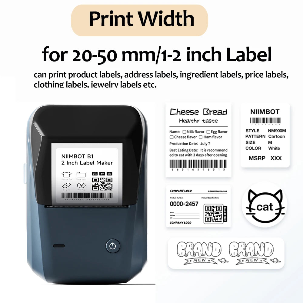 Niimbot B1 Thermal Label Printer Wireless Self-adhesive Pocket Bluetooth Inkless Label Maker for Business Price-Tag Sticker