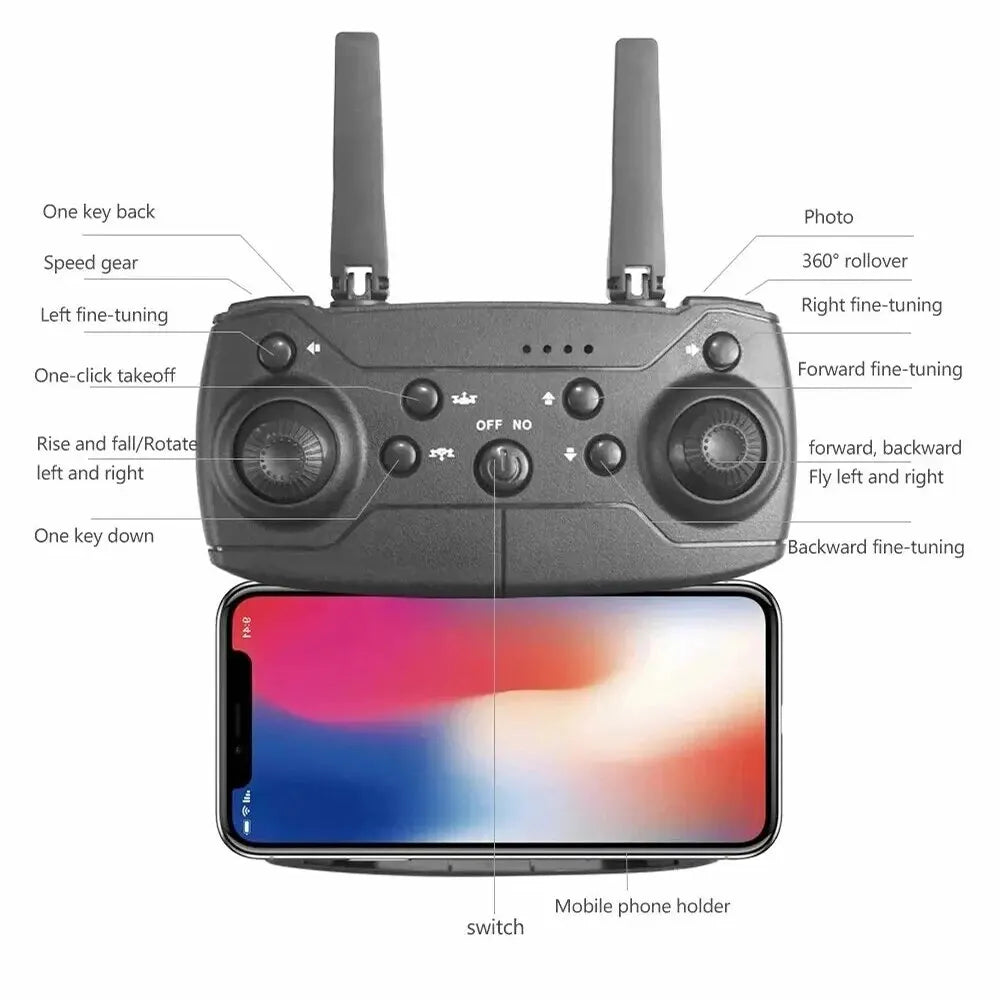 E88 Drone Toy, Dual Camera, One Key Takeoff Remote Control Men'S Gift Indoor and Outdoor, Halloween/Christmas/New Year Gift