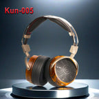 Kun-005 Wooden Bowl Wooden Earphones 50mm Unit Open Headphones Huali Wood  Dual Dynamic Drive Unit Hifi  Monitor Wired headset