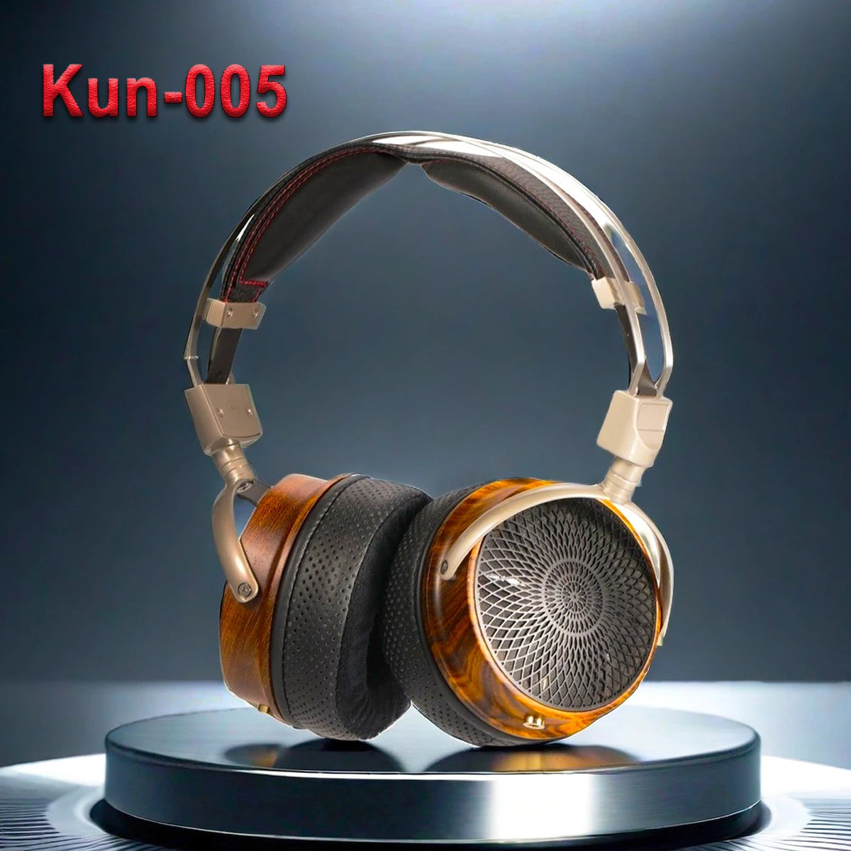 Kun-005 Wooden Bowl Wooden Earphones 50mm Unit Open Headphones Huali Wood  Dual Dynamic Drive Unit Hifi  Monitor Wired headset