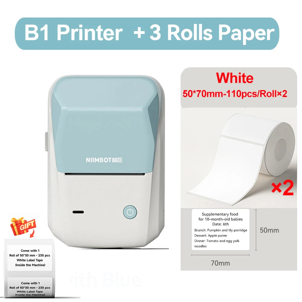 Niimbot B1 Thermal Label Printer Wireless Self-adhesive Pocket Bluetooth Inkless Label Maker for Business Price-Tag Sticker