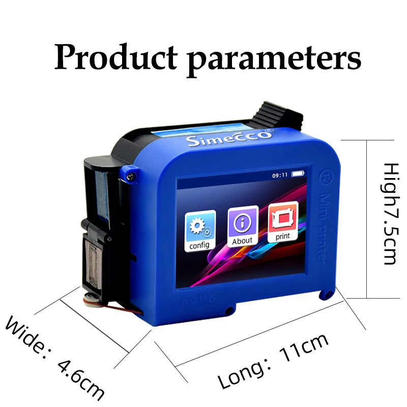 Mini Portable Label Printer Production Date Batch Number Shelf Life Inkjet Printing QR Code Pattern Coder Solvent Fast Drying
