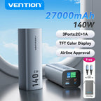 Vention Power Bank 140W 27000mAh Portable PD External Battery PowerBank 100W for Macbook Pro iPad iPhone Laptop Notebook Xiaomi