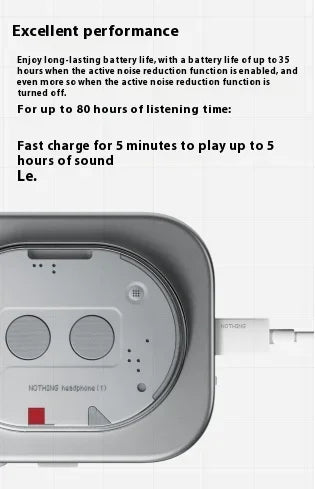 Nothing Headphone (1) Bluetooth Headphone 40mm Dynamic Driver Wireless Headphone 4 Quick Charge ANC Headset Support AAC SBC LADC