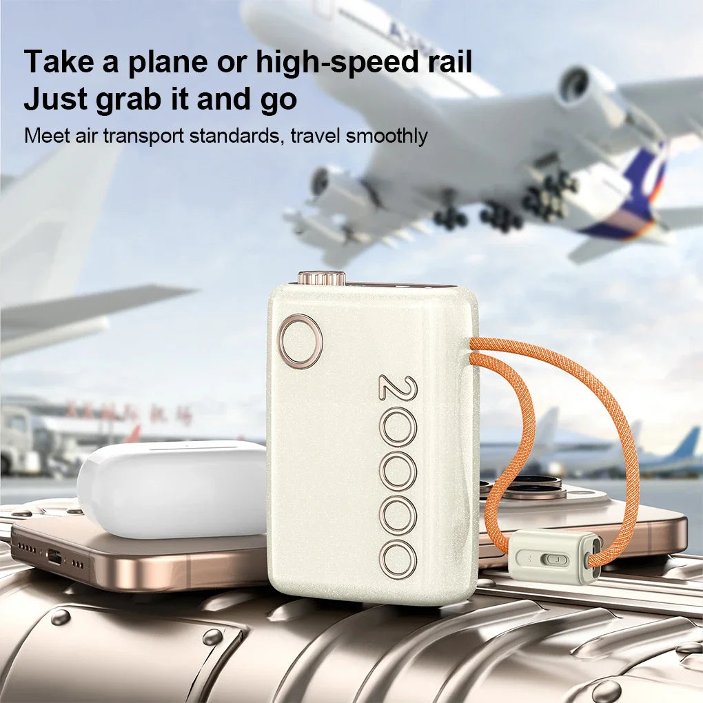 20000mAh Power Bank 66W Super Fast Charging Built in Cable Portable Hanging Small Mobile Powerbank CCC Certified China Standard