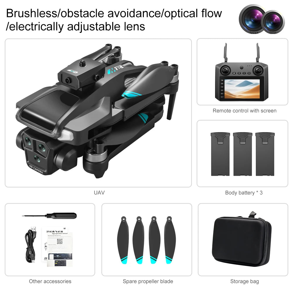 Drone 4K HD Brushless Motor Avoidance Drones with 4.5" Screen On Control Dual Cameras Quadcopter Gifts For Children and Adults