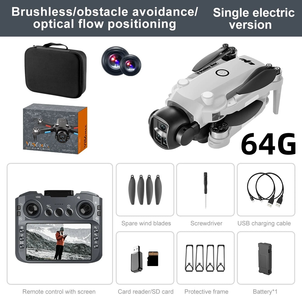 Drone 4K Profissional HD Dual-Camera Obstacle Avoidance 5G Wifi With Screen Remote Control Quadcopter Optical Flow Drone