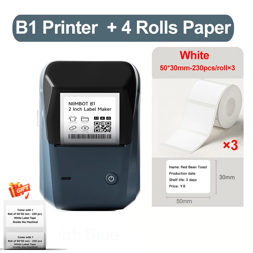 Niimbot B1 Thermal Label Printer Wireless Self-adhesive Pocket Bluetooth Inkless Label Maker for Business Price-Tag Sticker