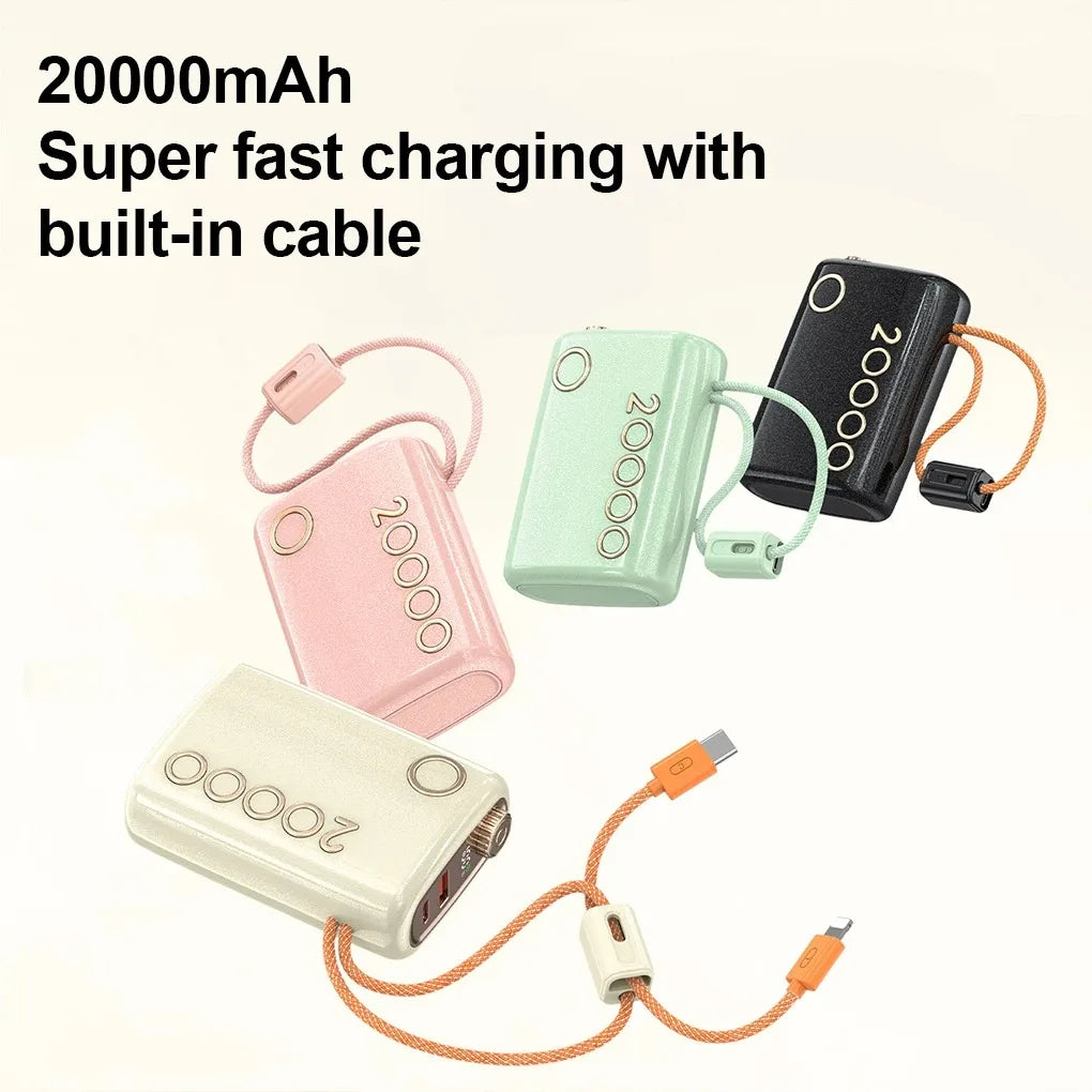 20000mAh Power Bank 66W Super Fast Charging Built in Cable Portable Hanging Small Mobile Powerbank CCC Certified China Standard
