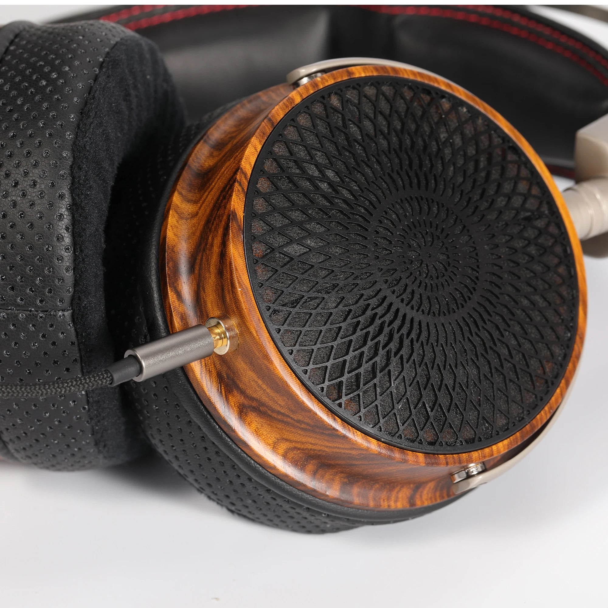 Kun-005 Wooden Bowl Wooden Earphones 50mm Unit Open Headphones Huali Wood  Dual Dynamic Drive Unit Hifi  Monitor Wired headset