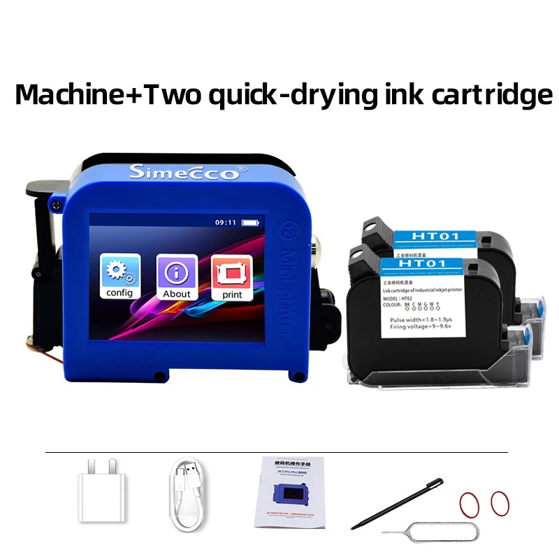 Mini Portable Label Printer Production Date Batch Number Shelf Life Inkjet Printing QR Code Pattern Coder Solvent Fast Drying