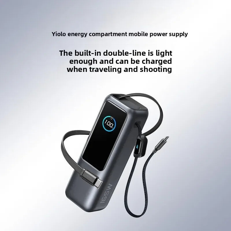 A1695 165W portable power bank, 25000mAh PD3.0/QC4.0 fast charging portable charger with extendable cable