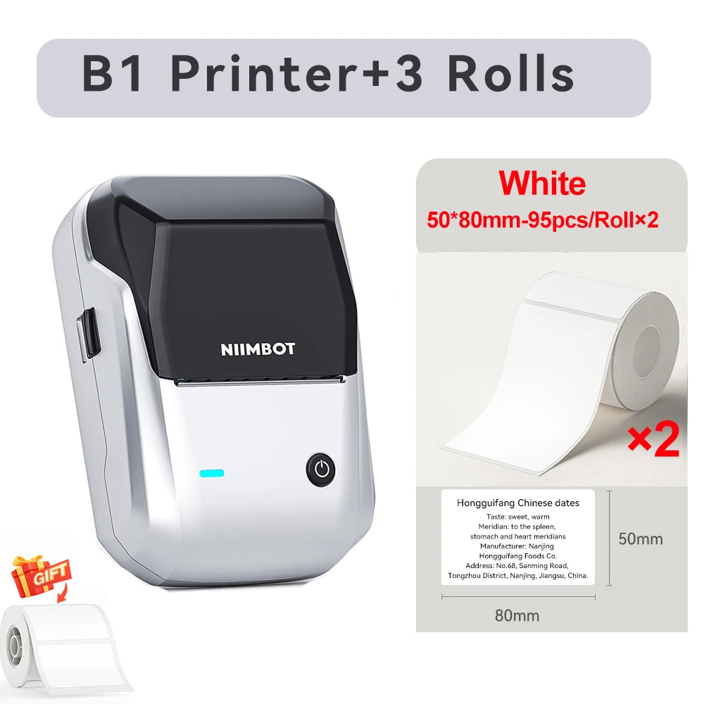 Niimbot B1 Thermal Label Printer Wireless Self-adhesive Pocket Bluetooth Inkless Label Maker for Business Price-Tag Sticker