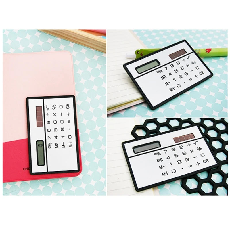 Solar Power Calculator 8 Digit Display Basic Standard Calculators Mini Ultra Thin Calculator for Business Office School