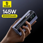 Baseus 145W Power Bank 20000mAh Built-In 100W Retractable Type C Cable Fast Charge Portable External Battery Charger PowerBank